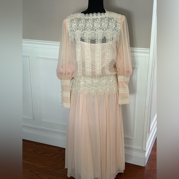 Vintage Jessica Mclintock pink lace dress with slip - Picture 4 of 15